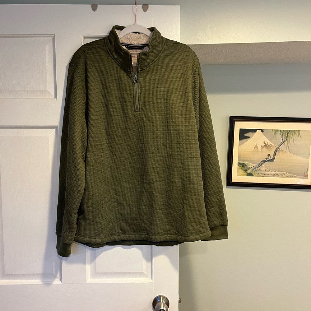 BC Clothing Co Men's Green Quarter-Zip Sweater